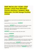 OSSF INSTALLER 1 EXAM &sol; OSSF  Installer 1 Exam Prep 2024-2027 &vert;  Practice Questions&comma; ANSWERs & Math  Rationales &vert; On-Site Sewage Facilities  License