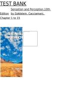 Test Bank for Sensation and Perception 10th Edition E Bruce Goldstein Complete Chapter Questions and Answers Exam Prep