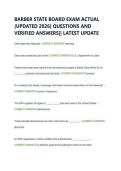 BARBER STATE BOARD EXAM ACTUAL  &lpar;UPDATED 2026&rpar; QUESTIONS AND  VERIFIED ANSWERS&vert;&vert; LATEST UPDATE 