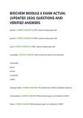 BIOCHEM MODULE 6 EXAM ACTUAL  &lpar;UPDATED 2026&rpar; QUESTIONS AND  VERIFIED ANSWERS