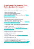 Texas Property Tax Consultant Exam Review Questions And Answers