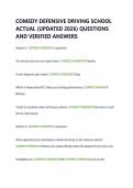 COMEDY DEFENSIVE DRIVING SCHOOL  ACTUAL &lpar;UPDATED 2026&rpar; QUESTIONS  AND VERIFIED ANSWERS 