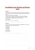 Consolidation Exam Questions and Answers Latest