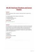 DH 201 Final Exam Questions and Correct Answers