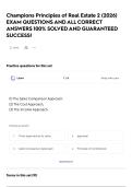 Champions Principles of Real Estate 2 &lpar;2026&rpar; EXAM QUESTIONS AND ALL CORRECT ANSWERS 100&percnt; SOLVED AND GUARANTEED SUCCESS&excl;
