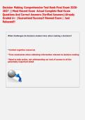 Decision Making Comprehensive Test Bank Final Exam 2026 2027 &vert;&vert;Most Recent Exam  Actual Complete Real Exam  Questions And Correct Answers &lpar;Verified Answers&rpar; Already  Graded A&plus; &vert;Guaranteed Success&excl;&excl; Newest Exam &vert; Just  Released&excl;&excl; 