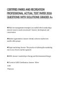 CERTIFIED PARKS AND RECREATION PROFESSIONAL ACTUAL TEST PAPER 2026 QUESTIONS WITH SOLUTIONS GRADED A&plus;