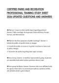 CERTIFIED PARKS AND RECREATION PROFESSIONAL TRAINING STUDY SHEET 2026 UPDATED QUESTIONS AND ANSWERS