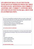 LPN HESI EXIT REAL EXAM TEST BANK  WITH 160 EXAM MEREGED FROM 2023 &lpar;HESI  PN EXIT EXAM &rpar; QUESTIONS AND CORRECT  ANSWERS &lpar;100&percnt; CORRECT ANSWERS&rpar; HESI  LPN EXIT EXAM TEST BANK Q&A &lpar;BEST FOR  EXAM PREPARATION&rpar;  