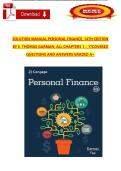 Personal Finance 14th Edition Solution Manual &ndash; E&period; Thomas Garman&comma; Chapters 1&ndash;17 Complete Questions and Answers&comma; Graded A&plus;