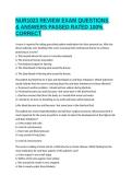 NUR1023 REVIEW EXAM QUESTIONS & ANSWERS PASSED RATED 100&percnt; CORRECT