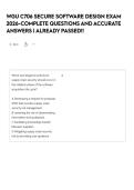 WGU C706 Secure Software Design Exam 2026 - Complete Questions and Accurate Answers &vert; Already Passed&excl;&excl;