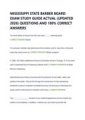 MISSISSIPPI STATE BARBER BOARD  EXAM STUDY GUIDE ACTUAL &lpar;UPDATED  2026&rpar; QUESTIONS AND 100&percnt; CORRECT  ANSWERS 