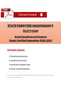 State Farm Fire Independent Policy Exam 2026 &vert; Verified HO-3 Answers