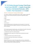 NU 155 Medical-Surgical Nursing I Final Exam Actual Exam 2026&sol;2027 &ndash; Complete Exam-Style Questions with Detailed Rationales &vert; 100&percnt; Verified &ndash; Pass Guaranteed &ndash; A&plus; Graded