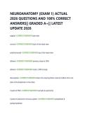NEUROANATOMY &lpar;EXAM 1&rpar; ACTUAL  2026 QUESTIONS AND 100&percnt; CORRECT  ANSWERS&vert;&vert; GRADED A&plus;&vert;&vert; LATEST  UPDATE 2026 