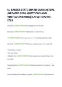 NJ BARBER STATE BOARD EXAM ACTUAL  &lpar;UPDATED 2026&rpar; QUESTIONS AND  VERIFIED ANSWERS&vert;&vert; LATEST UPDATE  2026 