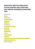 PROSTHETIC WRITTEN SIMULATION  ACTUAL&lpar;UPDATED 2026&rpar; QUESTIONS  AND VERIFIED ANSWERS&vert;&vert; GUARANTEED  PASS