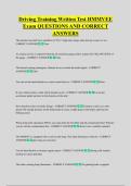 Driving Training Written Test HMMVEE  Exam QUESTIONS AND CORRECT  ANSWERS