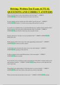 Driving- Written Test Exam ACTUAL  QUESTIONS AND CORRECT ANSWERS