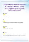 HESI A2 Entrance Exam Questions  & Answers 2026&sol;2027 &vert; 100&percnt;  Verified Solutions &vert; A&plus; Graded &vert;  Full Study Material 