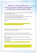 HESI A2 &ndash; Critical Thinking Test &vert;  2026&sol;2027 Edition&vert; Complete Practice Exam  &vert; Verified Q&A &vert; Latest Updated Version