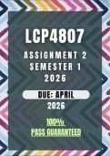 LCP4807 Assignment 2 Semester 1 2026 Memo &vert; Due Date April 2026