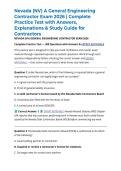 Nevada &lpar;NV&rpar; A General Engineering Contractor Exam 2026 &vert; Complete Practice Test with Answers&comma; Explanations & Study Guide for Contractors