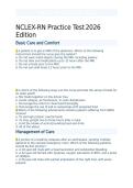 NCLEX-RN Practice Test 2026 Edition Basic Care and Comfort 