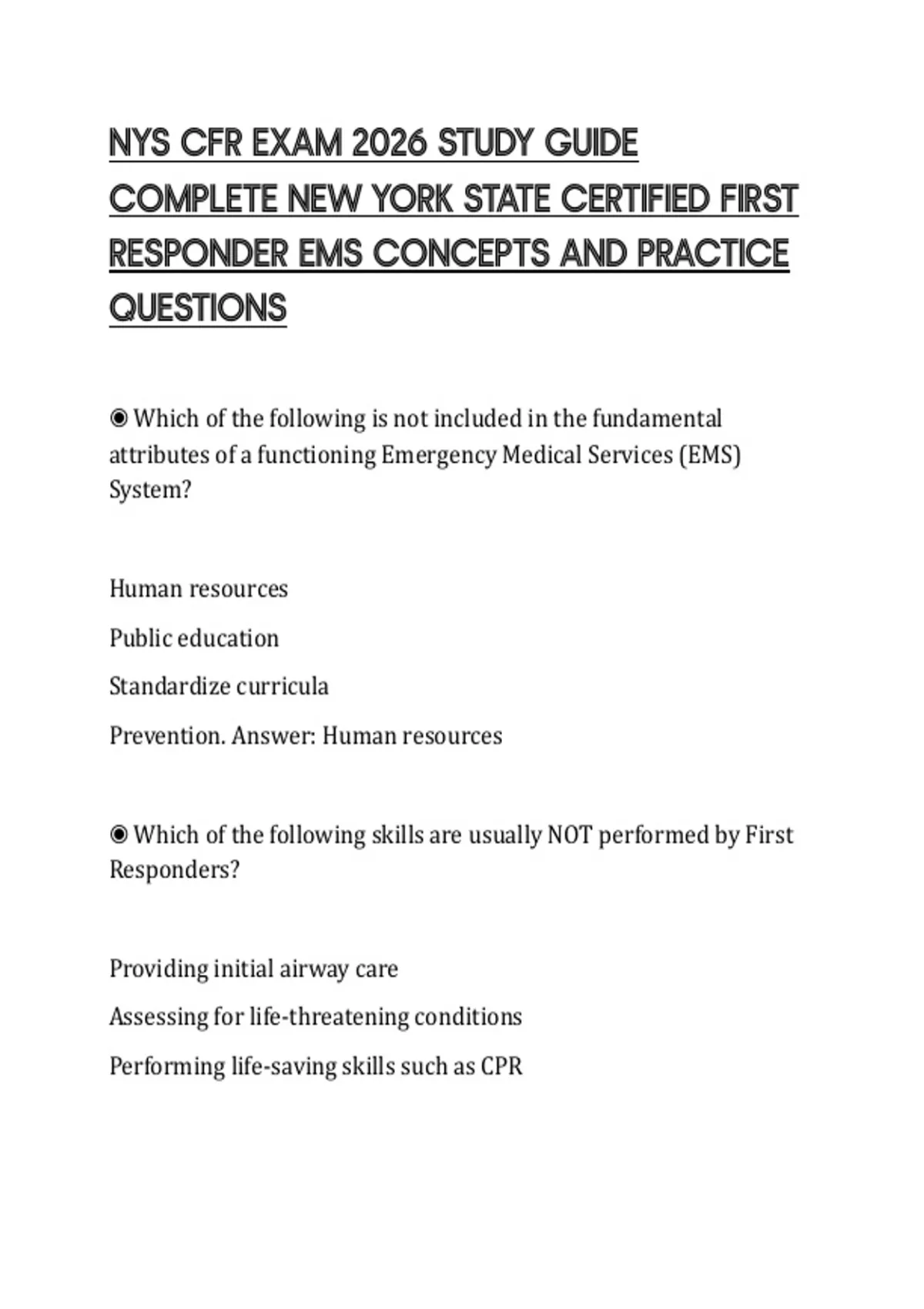 NYS CFR EXAM 2026 STUDY GUIDE COMPLETE NEW YORK STATE CERTIFIED FIRST ...