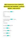NBCE Acupuncture Exam COMPLETE  QUESTIONS AND ANSWERS &vert; ALREADY  PASSED &vert; 2026 LATEST&excl;&excl;