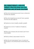 ONS CHEMOTHERAPY & BIOLOGY  THERAPY PRACTICE EXAM 2026 FULL  QUESTIONS AND DETAILED SOLUTIONS 