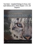 Test Bank - Campbell Biology in Focus&comma; 2nd AP&reg; Edition &lpar;Urry&comma; 2026&rpar; Chapter 1-43 &vert; All Chapters