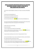 SPECIAL EDUCATION CERTIFICATION EXAM&vert;ACTUAL QUESTIONS AND VERIFIED ANSWERS &vert;GRADED A&plus;&vert;PASS FIRST ATTEMPT&vert;BRAND NEW 2026 UPDATE&excl;&excl;&excl;&excl;