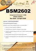 BSM2602 Assignment 2 &lpar;COMPLETE ANSWERS&rpar; Semester 1 2026 - DUE 22 April 2026