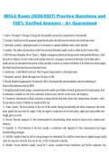 IBCLC Exam International Board of Lactation Consultant Examiners 2026&sol;2027 Practice Questions with 100&percnt; Verified Answers