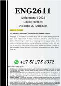 ENG2611 Assignment 1 &lpar;COMPLETE ANSWERS&rpar; Semester 1 2026 - DUE 29 April 2026