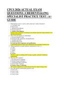 CPCS 2026 ACTUAL EXAM  QUESTIONS &vert; CREDENTIALING  SPECIALIST PRACTICE TEST &vert; A&plus;  GUIDE