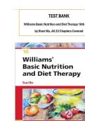 TEST BANK For Williams Basic Nutrition and Diet Therapy 16th Edition by Staci Nix&comma; All 23 Chapters Covered&comma; Verified Latest Edition