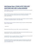 AQA Biology Paper 2 EXAM LATEST 2026-2027 QUESTIONS AND 100&percnt; Verified ANSWERS