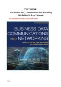 TEST BANK For Business Data Communications and Networking&comma; 14th Edition by FitzGerald&comma; Dennis&comma; Durcikova
