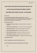 South Carolina Physical Chemical Wastewater Operator Class C ACTUAL EXAM QUESTIONS AND CORRECT VERIFIED SOLUTIONS LATEST UPDATE THIS YEAR &ndash; JUST RELEASED