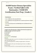 NASM Senior Fitness Specialist Exam &vert; Verified Q&A with Rationales &vert; NASM SFS Certification Test Prep &vert; Grade A Guaranteed