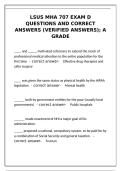 LSUS MHA 707 Exam D Verified Q&A &ndash; Pass with A Grade