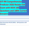 ATI RN Comprehensive  Predictor 2026 Retake Exit  Exam with NGN 180  Questions and 100&percnt; Correct  Answers 