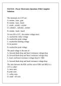 ELEX10 &ndash; Power Electronics Questions With Complete Solutions