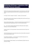 Marketing 510 Exam 1 Questions With Detailed Correct Answers