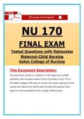 NU 170 Final Exam Maternal-Child Nursing &vert; &lpar;2026 &sol; 2027&rpar; Questions with Verified Answers &vert; Galen PDF