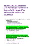 Alpha Phi Alpha Risk Management  Exam Practice Questions And Correct  Answers &lpar;Verified Answers&rpar; Plus  Rationales 2026 Q&A &vert; Instant  Download Pdf