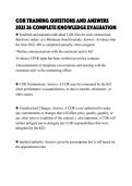 COR TRAINING QUESTIONS AND ANSWERS 2025 26 COMPLETE KNOWLEDGE EVALUATION